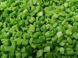 Frozen green pepper dice